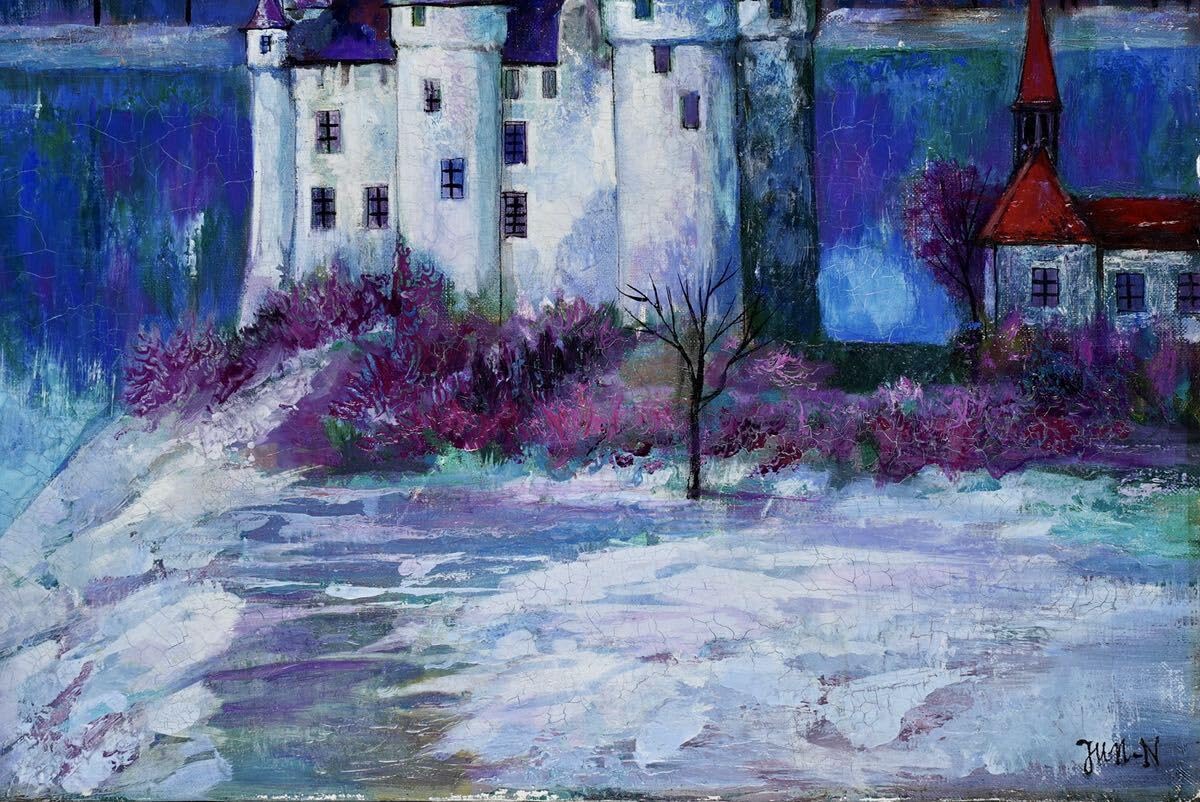 中野淳 「民家と教会」 油絵・油彩画 絵画 中野淳 「民家と教会」 油絵・油彩画 絵画 - メルカリ